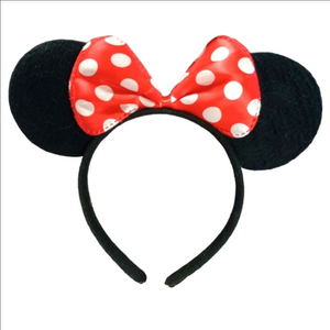 Walt Disney World Minnie Mouse black velvet with red and white bow headband